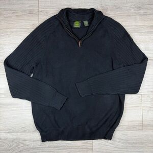 Vintage Y2K Timberland Mens 1/4 Zip Pullover Sweater Black Ribbed Knit Size M